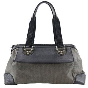 Bottega Veneta Canvas And Leather Gray Black Tote Bag
